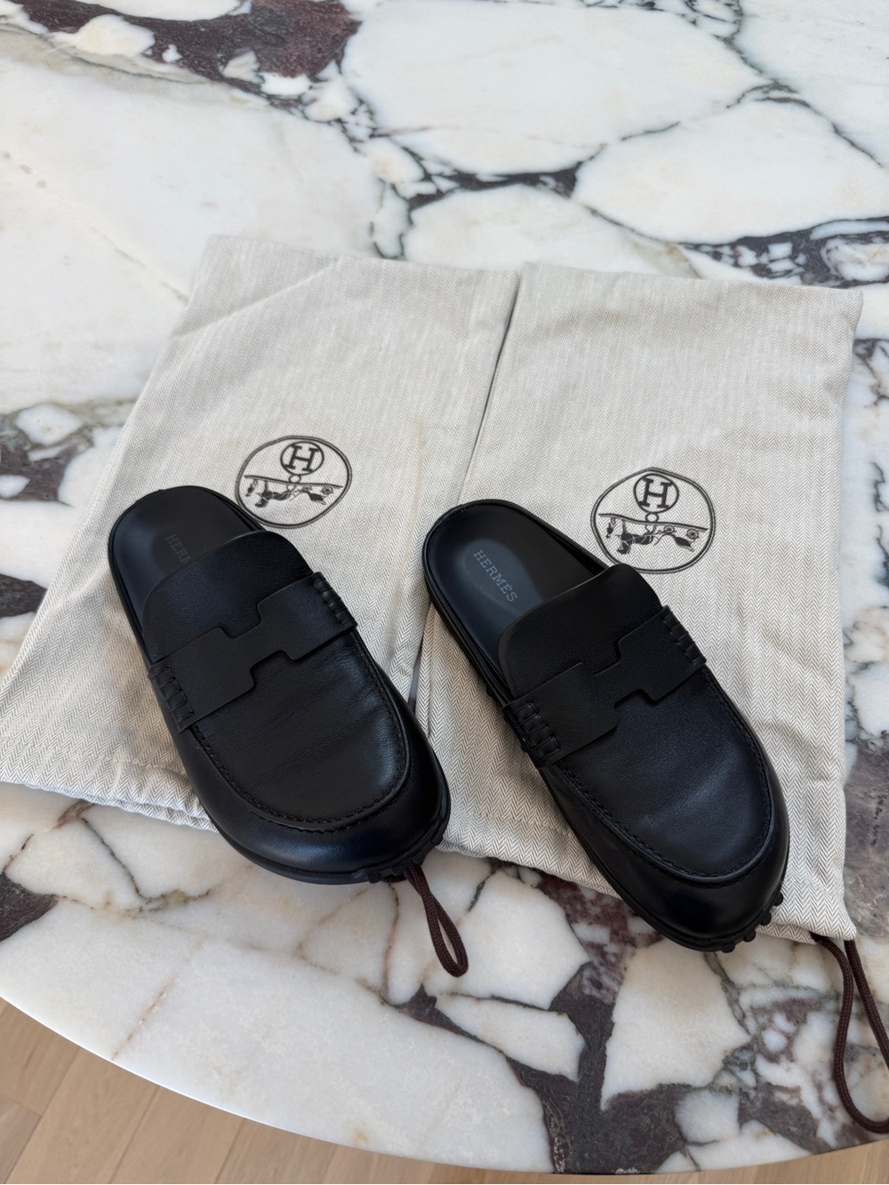BNWOT Hermes Mix Mule Shoes in Black Leather